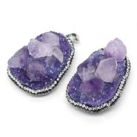 Amethyst Pendant with Rhinestone Clay Pave Oval druzy style & Unisex purple Sold By PC