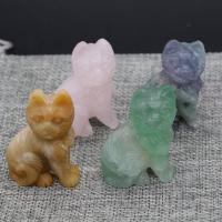 Природный камень Декоративные украшения, Кошка, различные материалы для выбора, Много цветов для выбора, 30x50mm, продается PC