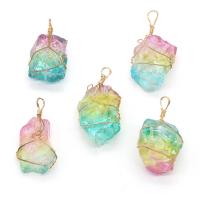 Crystal Pendants, with Brass, irregular, gold color plated, more colors for choice, 30x50-35x55mm, Sold By PC