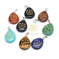Gemstone Pendants Jewelry Natural Stone Teardrop Carved & Unisex Sold By PC