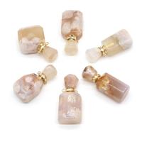 Cherry Blossom Agate Perfume Bottle Pendant, with Iron, gold color plated, Unisex & different size for choice, pink, Sold By PC
