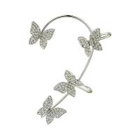 Fashion Earring Cuff and Wraps Brass Butterfly plated & micro pave cubic zirconia nickel lead & cadmium free Sold By PC
