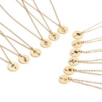 Stainless Steel Jewelry Necklace, with 1.97 extender chain, gold color plated, different styles for choice & with flower pattern & enamel, golden, Length:17.72 Inch, Sold By PC