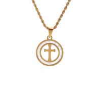 Stainless Steel Jewelry Necklace, Cross, gold color plated, different styles for choice & with rhinestone, golden, Length:23.62 Inch, Sold By PC