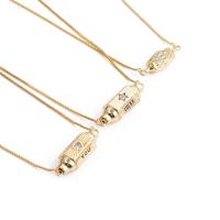 Cubic Zircon Micro Pave Brass Necklace gold color plated & micro pave cubic zirconia & enamel golden nickel lead & cadmium free Length 15.75 Inch Sold By PC
