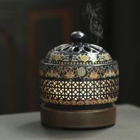 porcelaine Brûleur d’encens, fait à la main, pour la maison et le bureau & durable & avec la lumière led, 102x117mm, Vendu par PC