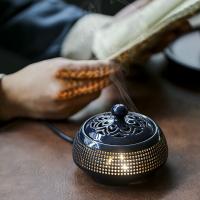 Porcelain Incense Burner handmade for home and office & durable & with USB interface & with LED light & hollow Sold By PC
