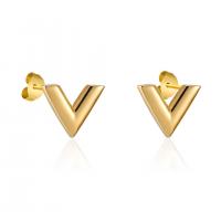 Titanium Steel Stud Earring Letter V plated fashion jewelry & for woman Sold By Pair