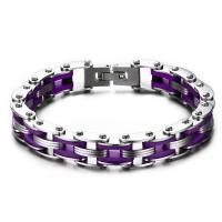 Bijoux bracelet en acier inoxydable, avec silicone, poli, pour homme, plus de couleurs à choisir, 10mm, Longueur Environ 8.5 pouce, Vendu par PC