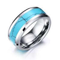 Tungsten Steel Finger Ring with turquoise & for man 8mm Sold By PC