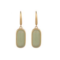 Brass Drop Earring, with Jade, gold color plated, vintage & for woman, nickel, lead & cadmium free, 36mm, Sold By Pair
