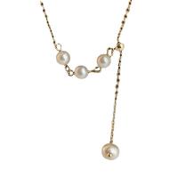 Ожерелье из пресноводных жемчуг на латунной цепочке, Латунь, с Пресноводные жемчуги, Женский, Золотой, длина:39 см, продается PC