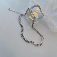 Titanium Steel Necklace, polished, Unisex, silver color, Length:45 cm, Sold By PC