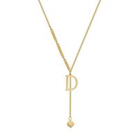 Titanstahl Halskette, Buchstabe D, plattiert, für Frau, goldfarben, Länge:45 cm, verkauft von PC