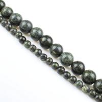 russische Serpentine Perle, rund, poliert, DIY, grün, verkauft per 38 cm Strang