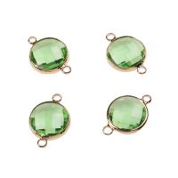 Tibetan Style Connector, with Crystal, polished, DIY & faceted, green, 14x21mm, 10PCs/Bag, Sold By Bag
