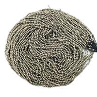Goldene Pyrit Perlen, rund, poliert, DIY & facettierte, goldfarben, verkauft per 38 cm Strang