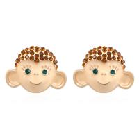 Zinc Alloy Stud Earring gold color plated enamel & with rhinestone golden nickel lead & cadmium free Sold By Pair