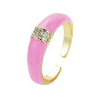 Mässing Cuff finger ring, guldfärg pläterade, mode smycken & micro bana cubic zirconia & emalj, fler färger för val, nickel, bly och kadmium gratis, 22.50x6mm, Säljs av PC