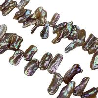 Perles de nacre de culture d'eau douce Biwa, perle d'eau douce cultivée, Irrégulière, DIY, multicolore, 9-12mm, Vendu par Environ 15 pouce brin