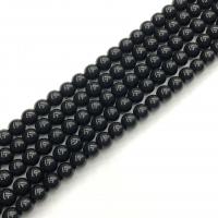 Synthetik+Schwarz+Achat Perle, rund, poliert, DIY & verschiedene Größen vorhanden, schwarz, verkauft per ca. 15 ZollInch Strang