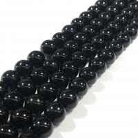 Schörl Perle, rund, poliert, DIY & verschiedene Größen vorhanden, schwarz, verkauft per ca. 15 ZollInch Strang