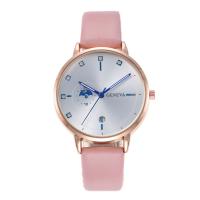 Women Wrist Watch, Leather, with Glass & Stainless Steel & Tibetan Style, Round, plated, for woman & with rhinestone, more colors for choice, nickel, lead & cadmium free, 235x38x10mm, Sold By PC