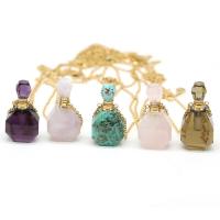 Natural Stone Perfume Bottle Necklace, with Iron, with 1.97Inch extender chain, gold color plated, different materials for choice & Unisex, more colors for choice, nickel, lead & cadmium free, 20x36x15mm, Length:Approx 23.62 Inch, Sold By PC