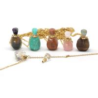 Natural Stone Perfume Bottle Necklace, with Iron, with 1.97Inch extender chain, gold color plated, different materials for choice & Unisex & different styles for choice, more colors for choice, nickel, lead & cadmium free, Length:Approx 23.62 Inch, Sold By PC
