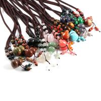 Halskettingen met edelstenen, Natuursteen, Kalebas, verschillende materialen voor de keuze & uniseks, meer kleuren voor de keuze, 20x30mm, Lengte Ca 23.62 inch, Verkocht door PC