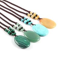 Natural Gemstone Necklace Natural Stone Oval & Unisex Length Approx 27.56 Inch Sold By PC