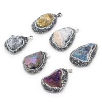 Gemstone Pendants Jewelry, with Rhinestone Clay Pave, irregular, druzy style & Unisex, more colors for choice, 30x40-35x45mm, Sold By PC