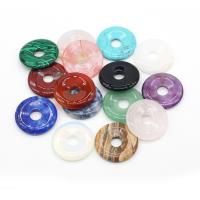 Gemstone Hängen Smycken, Natursten, Donut, olika material för val, fler färger för val, 30x30mm, Säljs av PC