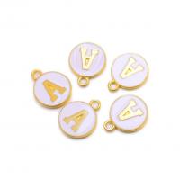 Tibetan Style Enamel Pendants, gold color plated, letters are from A to Z & different styles for choice, golden, nickel, lead & cadmium free, 13x10mm, 200PCs/Bag, Sold By Bag
