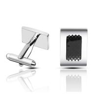 Cufflinks Brass Rectangle silver color plated stoving varnish silver color nickel lead & cadmium free Sold By Pair