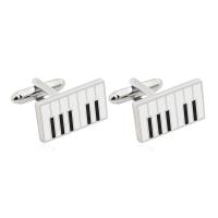 Cufflinks, Tibetan Style, Piano, silver color plated, stoving varnish, silver color, nickel, lead & cadmium free, 23x13mm, Sold By Pair
