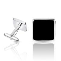 Cufflinks Brass Square silver color plated stoving varnish black nickel lead & cadmium free  Sold By Pair