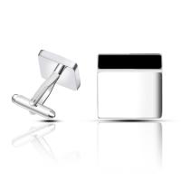 Cufflinks, Brass,  Square, silver color plated, stoving varnish, black, nickel, lead & cadmium free, 17x17mm, Sold By Pair