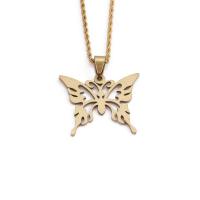 Stainless Steel Jewelry Necklace Butterfly gold color plated fashion jewelry golden Length 23.62 Inch Sold By PC