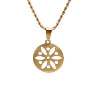 Stainless Steel Jewelry Necklace, Round, gold color plated, fashion jewelry, golden, Length:23.62 Inch, Sold By PC