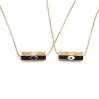 Brass Necklace gold color plated evil eye pattern & enamel golden nickel lead & cadmium free Length 15.75 Inch Sold By PC