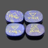 Lapis Lazuli Decoration, Flat Oval, different designs for choice, dark blue, 20x25x6.50mm, Sold By PC