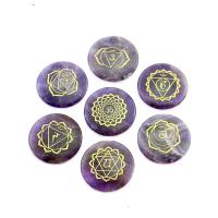 Amethyst Decoration, Flat Round, different designs for choice, purple, 30x6.50mm, Sold By PC