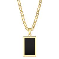 Titanium Steel Necklace Stainless Steel Rectangle gold color plated twist oval chain & for woman Length Approx 17.7 Inch Sold By PC
