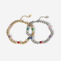 Bijoux bracelet en acier inoxydable, avec 1.18inch chaînes de rallonge, Placage, chaîne de torsion ovale & pavé de micro zircon & pour femme, plus de couleurs à choisir, 8mm, Longueur:Environ 6.8 pouce, Vendu par PC