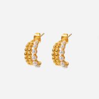 Edelstahl Ohrringe, mit Kunststoff Perlen, Geometrisches Muster, 18K vergoldet, Modeschmuck & für Frau, 8.10x15.60mm, verkauft von Paar