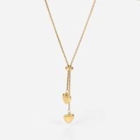 Stainless Steel Jewelry Necklace, with 2.36inch extender chain, Heart, 14K gold plated, fashion jewelry & for woman, 9.40mm, Length:Approx 14 Inch, Sold By PC