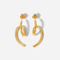 Edelstahl Ohrringe, Geometrisches Muster, 18K vergoldet, Modeschmuck & für Frau, 31.69mm, verkauft von Paar