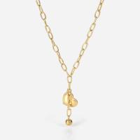 Stainless Steel Jewelry Necklace, with 1.96inch extender chain, Heart, 14K gold plated, fashion jewelry & for woman, 15.73mm, Length:Approx 16.1 Inch, Sold By PC