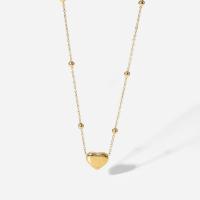 Stainless Steel Jewelry Necklace, with 2.36inch extender chain, Heart, 14K gold plated, oval chain & for woman, 9.72mm, Length:Approx 16.5 Inch, Sold By PC